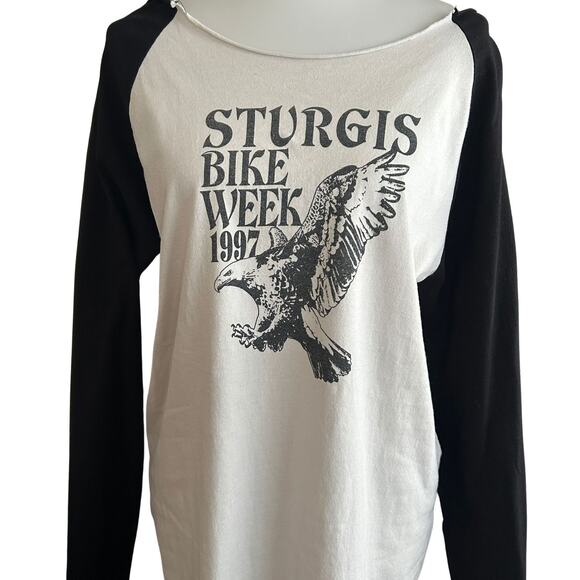 Vintage  Yellow Rat Bastard Sturgis 1997 Long Sleeve Tee – Raw Neck Graphic Top - Picture 4 of 5